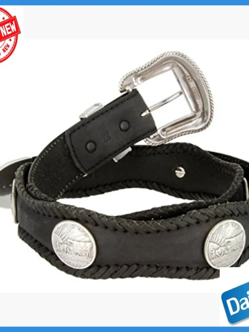Western Leather Harness Belt with Oregon Trail Coin Conchos Size 42